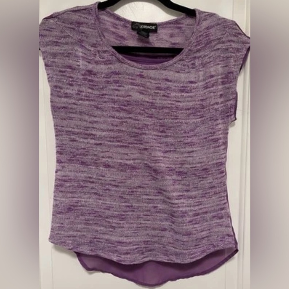 Jordache Purple Top Juniors XL Marled Knit Layered-Hem Y2K Soft-Grunge
